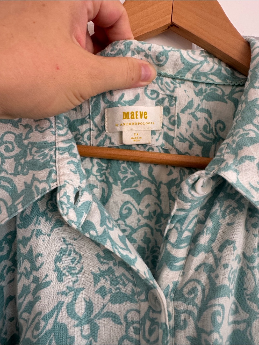 Anthropologie Maeve The Irene Linen Long Shirt Dress Puff Sleeve Tie Waist 2X - Picture 7 of 10